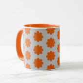 Mug Orange sur Grey Retro Flower Art Muter Cup (Devant gauche)