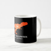 Mug Orange T Rex Happy Halloween Nom de famille du cli (Devant droit)