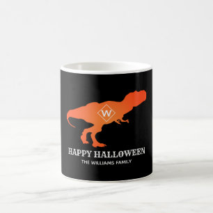 Mug Orange T Rex Happy Halloween Nom de famille du cli