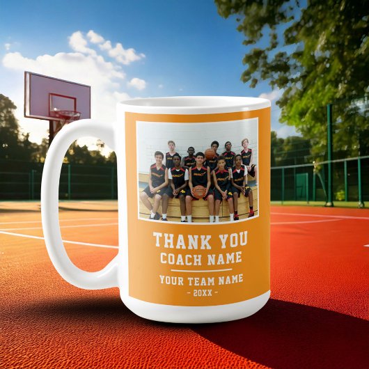 Mug Orange Thank you Coach Team Name Photo