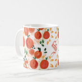Mug Orange tropical et Motif Feuille Monogrammé (Devant gauche)
