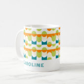 Mug Orange Turquoise Blue Lime Green MidCentury Art Mo (Devant gauche)
