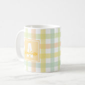 Mug Orange vert jaune bleu moderne En vichy Monogramme (Devant gauche)