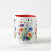 Mug Orange violet rouge Aquarelle bleu Fleurs sauvages (Centre)