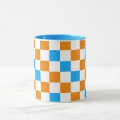 Mug Orange White Blue Checkered Pattern Design  (Centre)