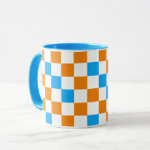 Mug Orange White Blue Checkered Pattern Design  (Devant gauche)
