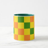 Mug Orange Yellow Green Checkered Pattern Design  (Centre)