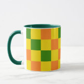 Mug Orange Yellow Green Checkered Pattern Design  (Gauche)