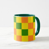 Mug Orange Yellow Green Checkered Pattern Design  (Devant droit)