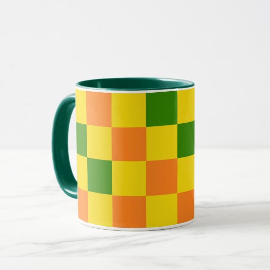 Mug Orange Yellow Green Checkered Pattern Design  (Devant gauche)