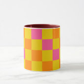 Mug Orange Yellow Pink Checkered Pattern Design  (Centre)