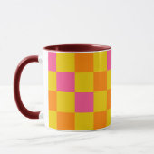 Mug Orange Yellow Pink Checkered Pattern Design  (Gauche)