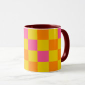 Mug Orange Yellow Pink Checkered Pattern Design  (Devant droit)