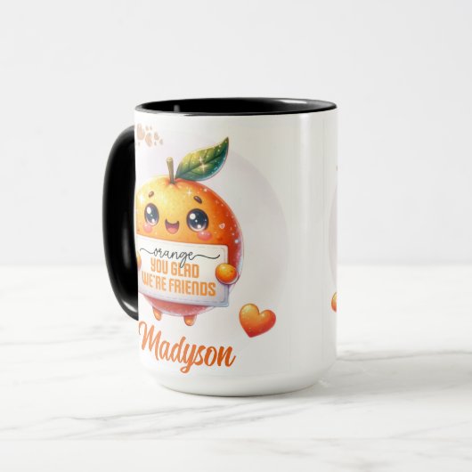 Mug Orange You Glad We are Friends Nom personnalisé (Devant gauche)