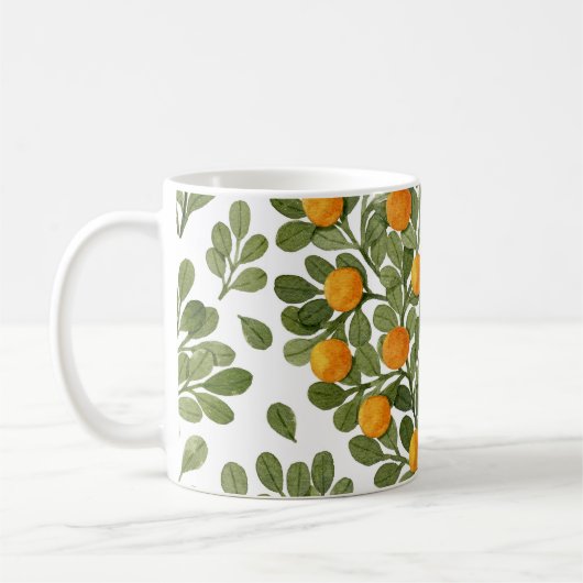 Mug Oranges cardiaques : Branches vertes Amour. (Gauche)