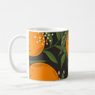 Mug Oranges dessinées à la main, arrière - plan vintag