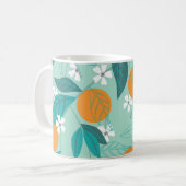 Mug Oranges en fleurs, feuille, art vintage. (Devant gauche)