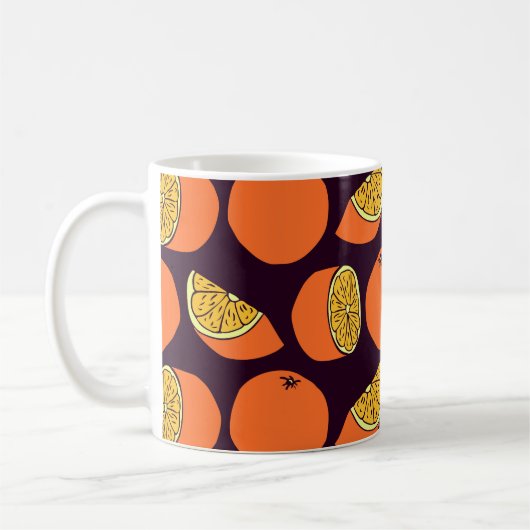 Mug Oranges sans couture motif, texture vintage. (Gauche)