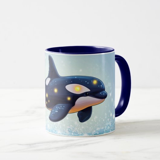 Mug Orca Style de dessin animé vibrant Couleurs vives (Devant droit)