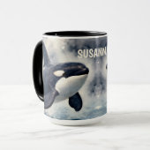 Mug Orca Tempête Vagues Personnalisées (Devant gauche)