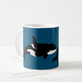 Mug Orca Whale Illustration Cetacea Ocean Blue (Devant gauche)