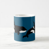 Mug Orca Whale Illustration Cetacea Ocean Blue (Centre)