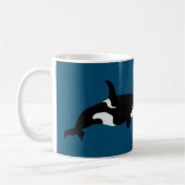 Mug Orca Whale Illustration Cetacea Ocean Blue (Gauche)