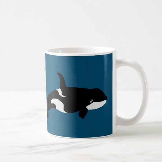 Mug Orca Whale Illustration Cetacea Ocean Blue (Droite)