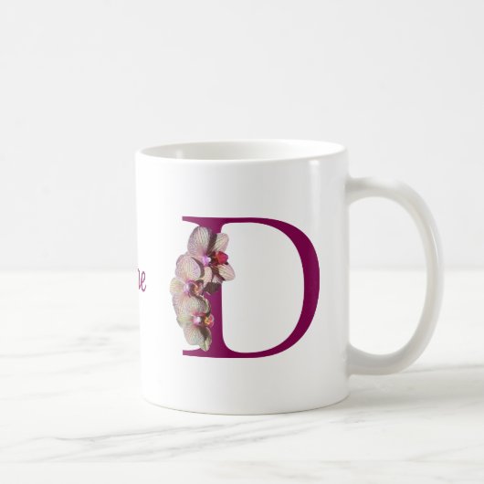 Mug Orchid Elegant Monogramme Initial D Nom (Droite)