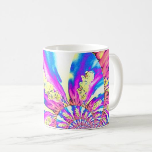 Mug orchidée Abstraite boho rose orange bleu pourpre (Devant droit)
