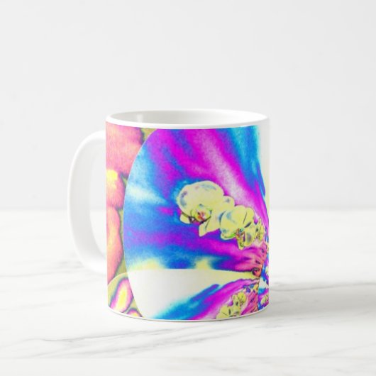 Mug orchidée Abstraite boho rose orange bleu pourpre (Devant gauche)