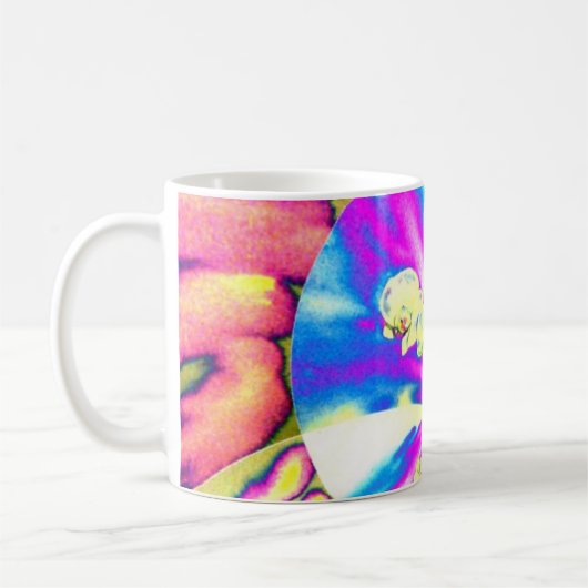 Mug orchidée Abstraite boho rose orange bleu pourpre (Gauche)