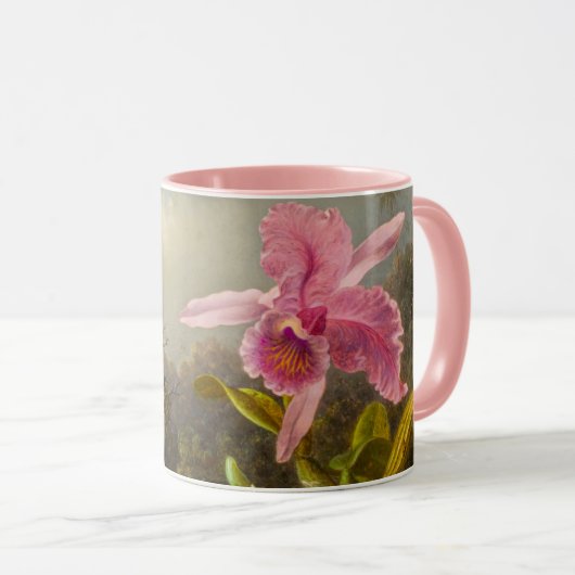 Mug Orchidée avec deux colibris Heade (Devant droit)