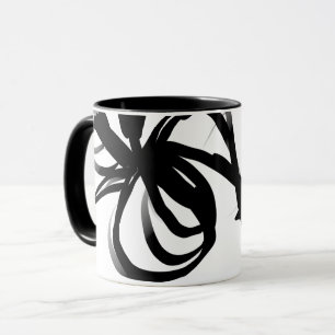 Mug Orchidée Blanc : Abstrait blanc et noir