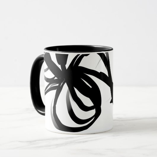 Mug Orchidée Blanc : Abstrait blanc et noir (Devant gauche)
