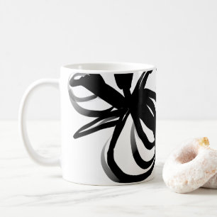 Mug Orchidée Blanc : Abstrait blanc et noir