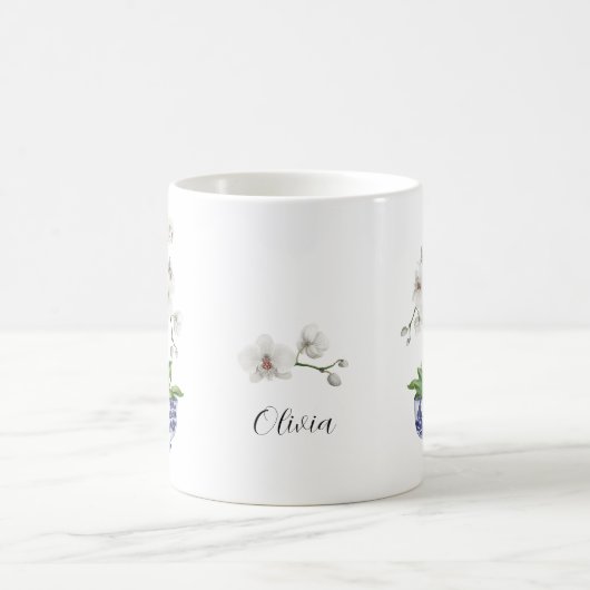 Mug Orchidée blanche en céramique du bol de Chinoiseri (Centre)