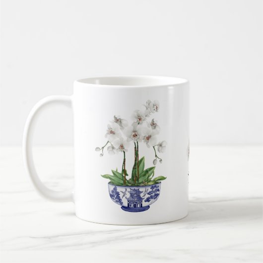 Mug Orchidée blanche en céramique du bol de Chinoiseri (Gauche)