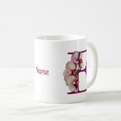 Mug Orchidée Élégant Monogramme E Nom initial (Devant droit)