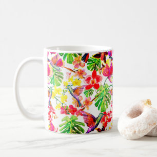 Mug Orchidée Et Oiseaux À Fleurs Tropicales Élégantes