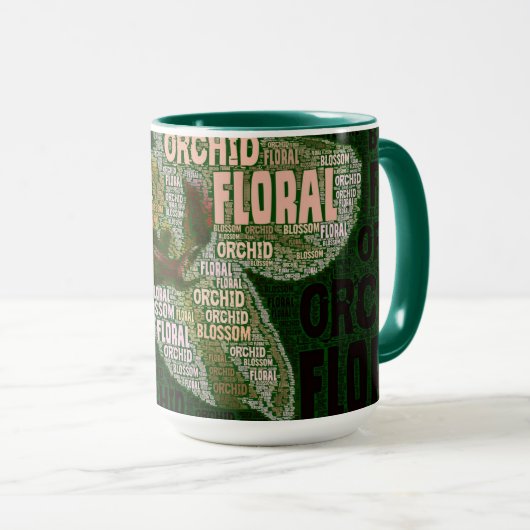 Mug Orchidée Florale Blossom sur le nuage vert (Devant droit)