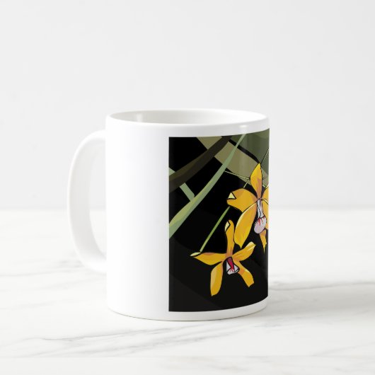 Mug Orchidée jaune Fleur tropicale Botanique (Devant gauche)