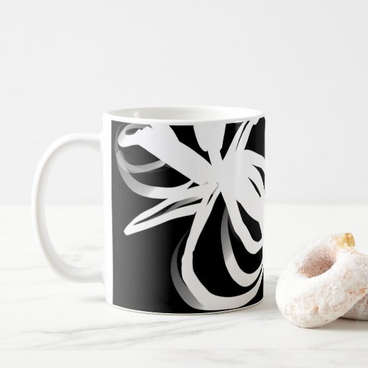 Mug Orchidée Noir : Abstrait noir et blanc (Avec donut)