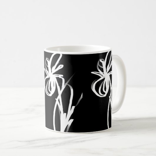 Mug Orchidée Noir : Abstrait noir et blanc (Devant droit)