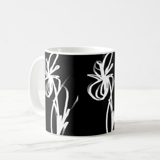 Mug Orchidée Noir : Abstrait noir et blanc (Devant gauche)