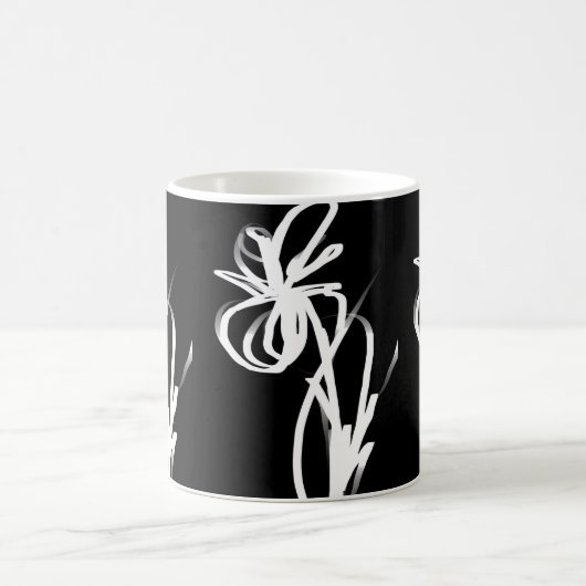 Mug Orchidée Noir : Abstrait noir et blanc (Centre)