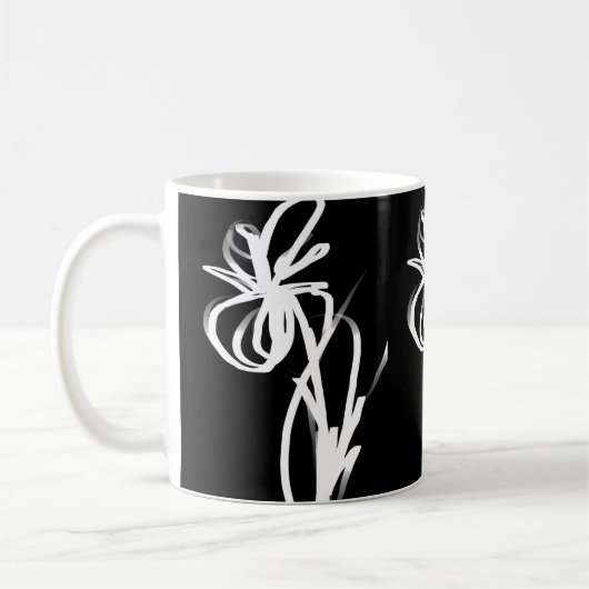 Mug Orchidée Noir : Abstrait noir et blanc (Gauche)