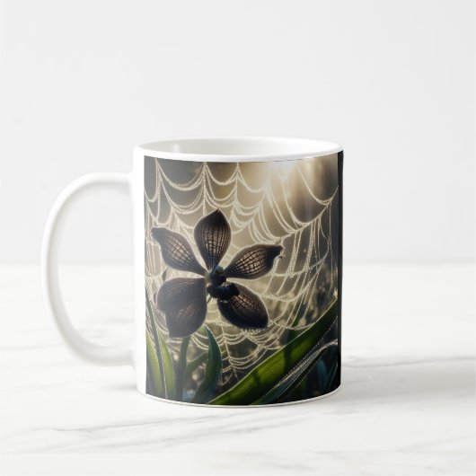 Mug Orchidée noire Spiderweb Floral (Gauche)