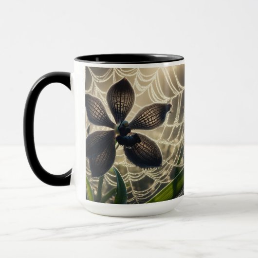 Mug Orchidée noire Spiderweb Floral (Gauche)