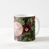Mug Orchidée rouge Bourgogne Floral Rose Tropical Gold (Devant droit)